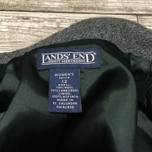 Vtg Lands End Wool Blazer Women’s 12P Gray Single Button - Picture 8 of 9